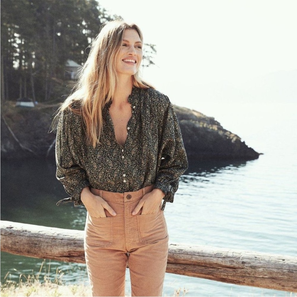 DOEN | Rose Top in Botanical Green Prairie Paisley